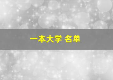 一本大学 名单